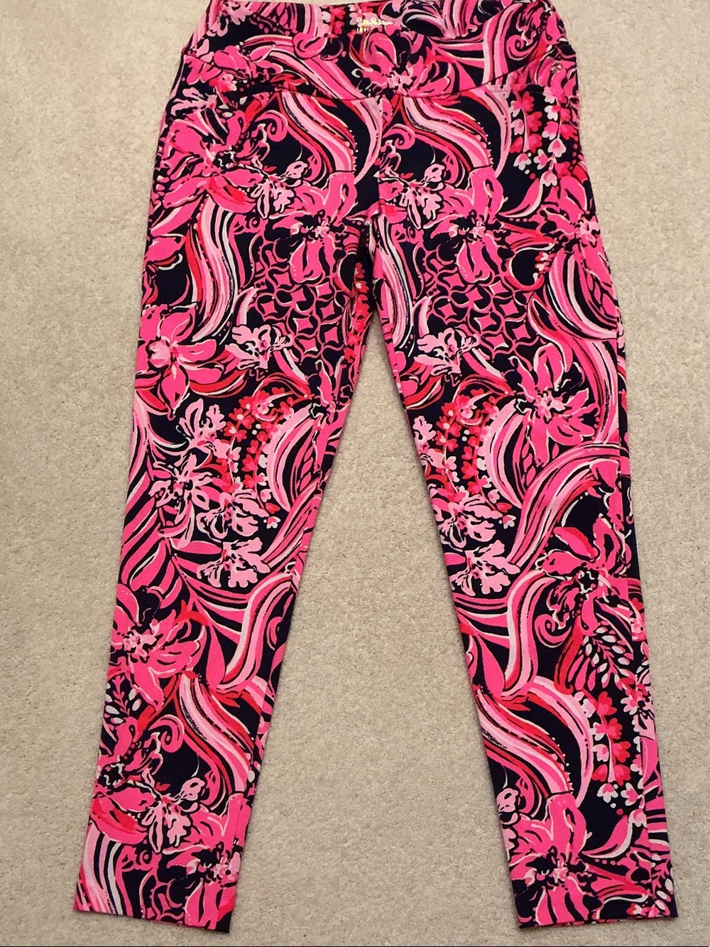 Lilly Pulitzer Pink & Navy Floral Cropped Leggings